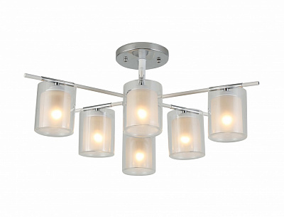Люстра стельова Sensio Skylia 6x40 Вт E27 хром/прозорий/білий LS-07389/6C-E2740W