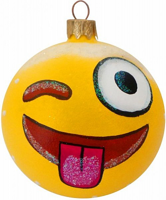 Шар стеклянный Смайлик 2 d80 К-954-80 желтый