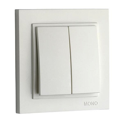 Выключатель двухклавишный Mono Despina без подсветки 10 А 250В кремовый