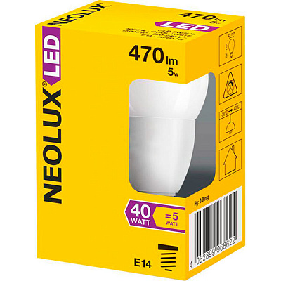 Лампа світлодіодна Neolux 5 Вт P45 матова E14 220 В 4000 К