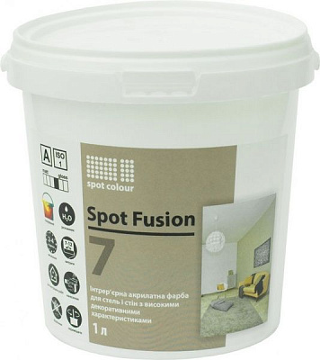Фарба акрилатна водоемульсійна Spot Colour Fusion 7 шовковистий мат білий 1л