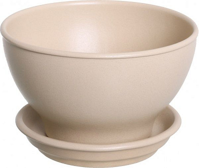 Горщик керамічний Оріана-Запоріжкераміка Бонсайниця глянець круглий 1л бежевий (016-0-054)