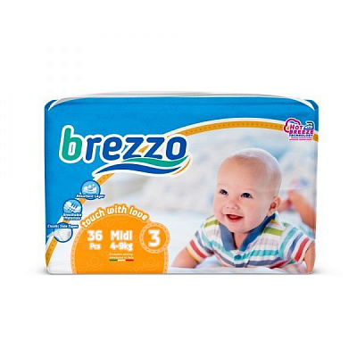 Підгузки Brezzo дитячі Midi 36 шт.