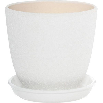 Горшок цветочный Ориана-Запорожкерамика Кедр №2 2.2 л шелк белый 