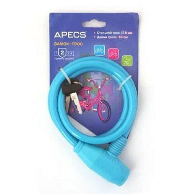 Замок велосипедный Apecs PD-81-80CM-Blue
