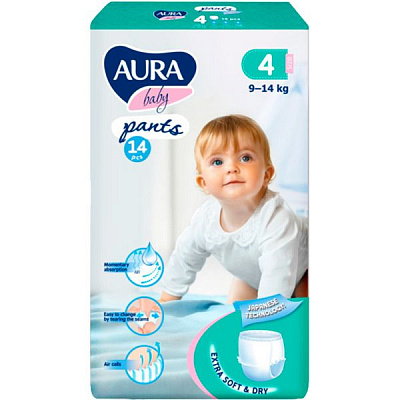Підгузки-трусики Aura 4 9-14 кг 14 шт.