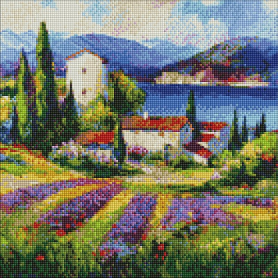 Алмазная мозаика Набор со стразами Идейка Поселок у моря 40х40см Идейка 