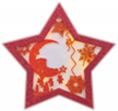 Прикраса новорічна Зірочка ажурна з місяцем 20 см червоний 1220228