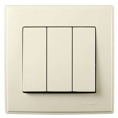 Выключатель трехклавишный Lezard Lesya 10 А 250В кремовый 705-0303-109