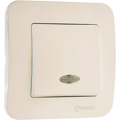Вимикач одноклавішний Makel Lillium Natural з підсвіткою 10 А 250В слонова кістка 55221