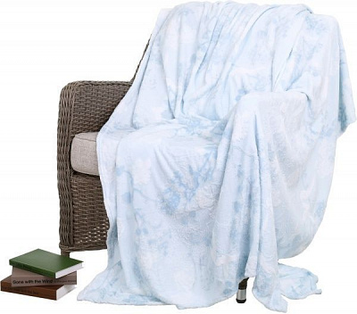 Плед Rossignal 160x200 см блакитний із білим La Nuit