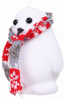 Декоративная подвеска Пингвин 11 см белый с красным NY21135
