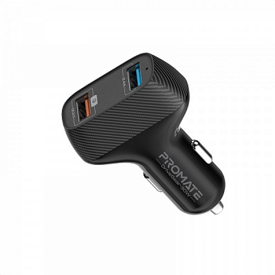 Зарядное устройство Promate DriveGear-30W USB QC 3.0 + USB 2.4A Black 