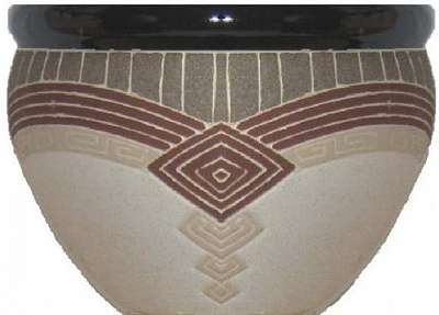 Горшок керамический с поддоном круглый 7 л бежевый/черный (940ср) 