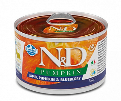 Консерва для малых пород Farmina N&D Grain Free PUMPKIN LAMB ADULT MINI с тіквой/чорникой с ягненком 140 г