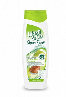 Шампунь Wash&Go Super Food с авокадо та алое вера 400 мл