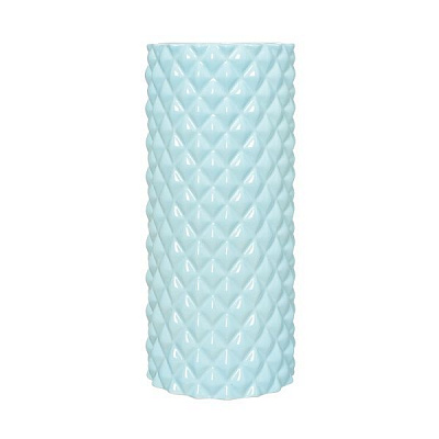 Ваза керамическая голубая Труба оригами 33 см