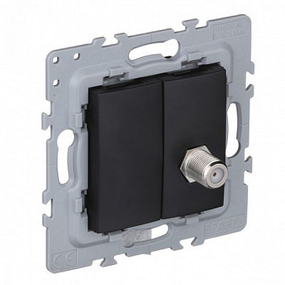 Розетка кінцева із заземленням Efapel Latina IP20 чорний матовий 4797912 SPM