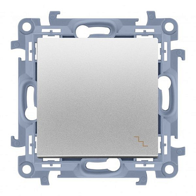 Перемикач прохідний одноклавішний Simon 10 без підсвітки 10 А 250В сріблястий CW6.01/43