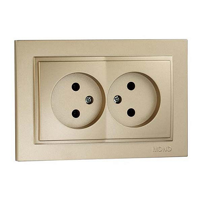 Розетка подвійна без заземлення Mono Despina без шторок без кришки бронзовий 102-232305-121