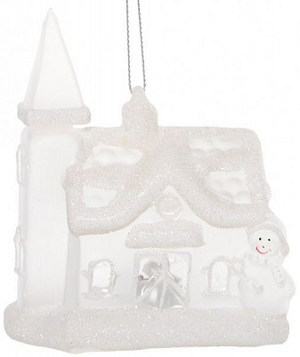 Новогодняя декорация Стеклянный домик 10x7x10,8 см с RGB-подсветкой