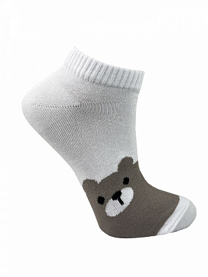 Набор носков женских Premier Socks Короткие с мишками р.23-25 белый с бежевым 2 шт.