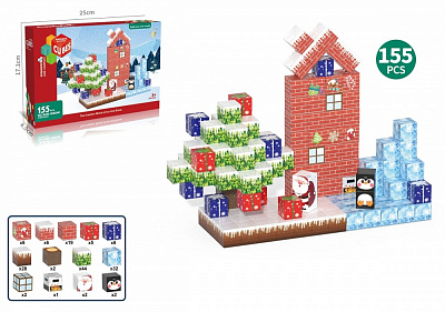 Конструктор магнітний My World Блоки 2.0 см Різдво 155 елемента CJ-4832566