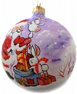 Шар стеклянный Дед Мороз 1 d100 К-411-100 фиолетовый