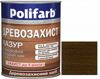 Лазурь Polifarb Деревозащита темный дуб глянец 2,2 кг