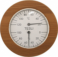 Термогігрометр Tesli малий в оправі з термодеревини