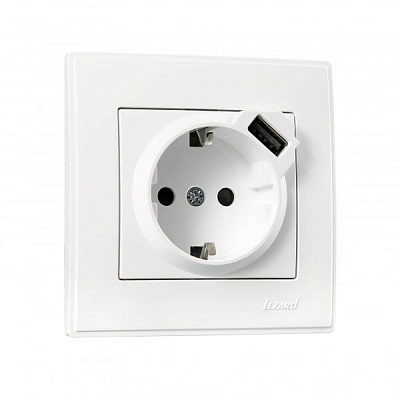 Розетка с заземлением Lezard Lesya белый 705-0202-181