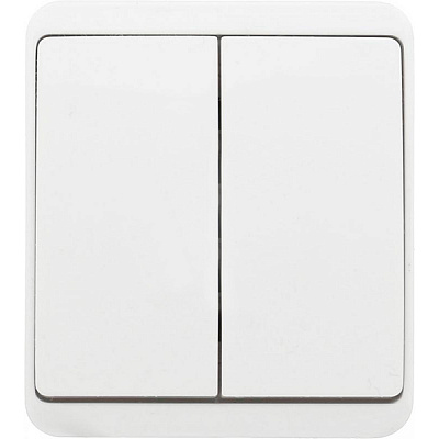 Вимикач двоклавішний HausMark Domo без підсвітки 10 А 220-250В білий HSN-SWP.H3C20G2W1-WH