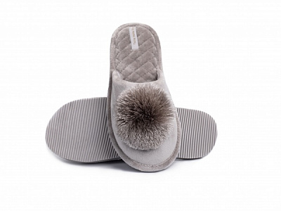 Капці домашні Twins HS-OZ з помпоном р. 40 сірий