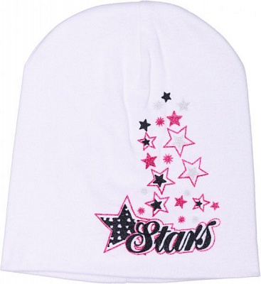 Шапочка детская для девочки Kraft 264-Т р.52-54 белый 