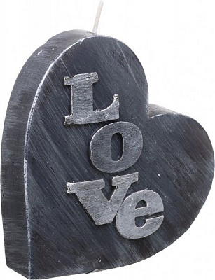 Свічка у формі серця Love, 13,5х4 см, сіра Pako-If