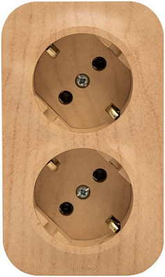Розетка двойная с заземлением Legrand Quteo 2X2К+З без шторок дерево светлое 782273