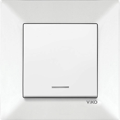 Выключатель кнопочный одноклавишный Viko Meridian с подсветкой белый 90970019-WH