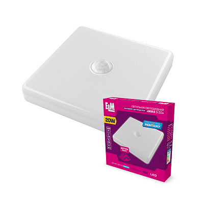 Светильник настенно-потолочный ELM MIRA LED квадратный с датчиком движения 20 Вт белый 6500 К 26-0105