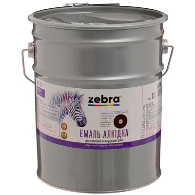 Емаль ZEBRA алкідна ПФ-116 серія Акварель 888 темно-коричневий глянець 12кг