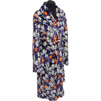 Халат домашний La Nuit Цветы р. S синий с принтом 