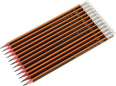 Олівець графітний з гумкою НВ 12 шт. 37014 Deli