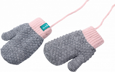 Рукавиці HW для дівчаток р.10-12 сіро-рожевий