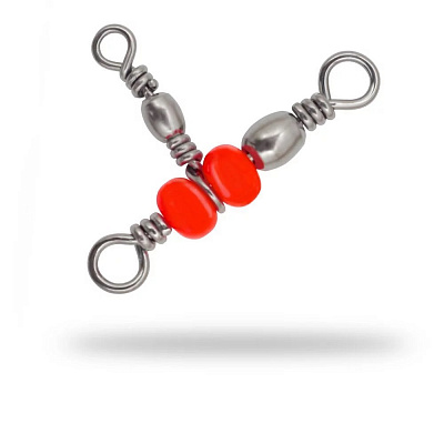 Вертлюг Т-образный Gladiator Barrel Swivel Triple Red Beads №12-14 (5 шт.)