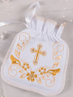 Мешочек для крещения Betis Копилка ангела 13x16 белый с золотым 27682429 