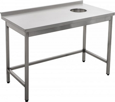 Стіл виробничий з бортиком для збору відходів Tehma 1200x600x850 мм нержавіюча сталь