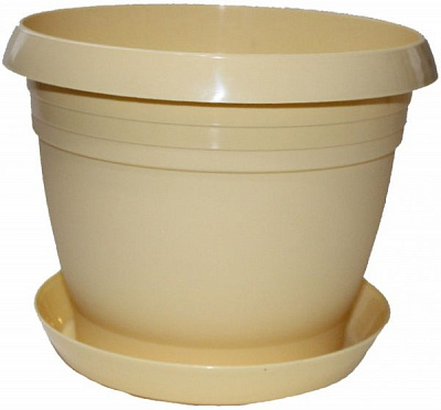 Горшок Оранжерея «Жемчужина» с подставкой круглый 1,8л кремовый 