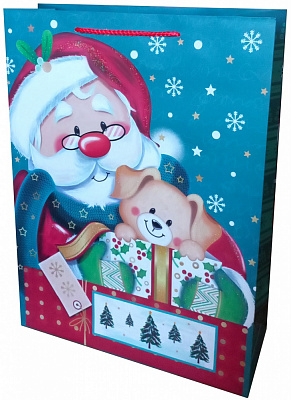 Пакет подарочный бумажный новогодний 41 смх32 см ДЕЛЮКС детские дизайны Happycom International