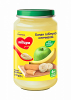 Пюре фруктовое Milupa Банан и яблоко с печеньем 190 г 