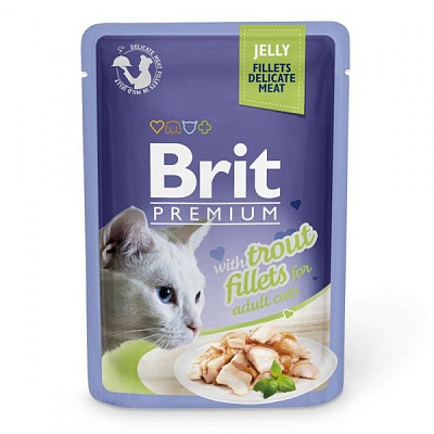 Консерва Brit Premium для котів філе форелі в желе, пауч, 85 г