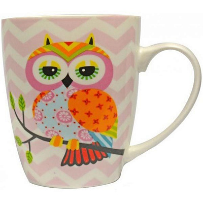 Чашка фарфоровая Сова на ветке 360 мл